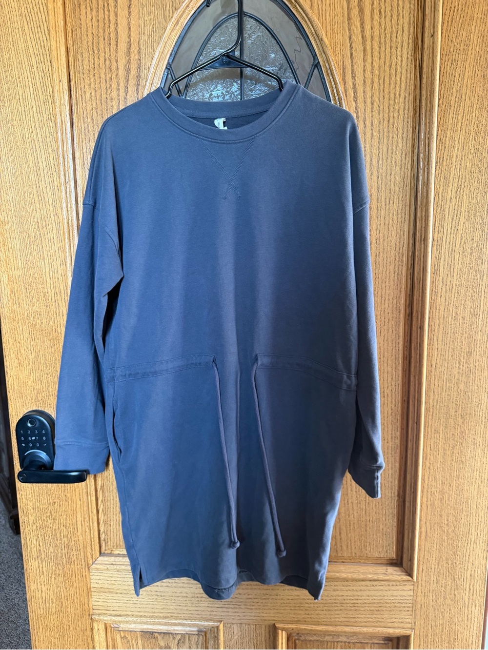 Charcoal Seeatshirt Dress w/ drawstring